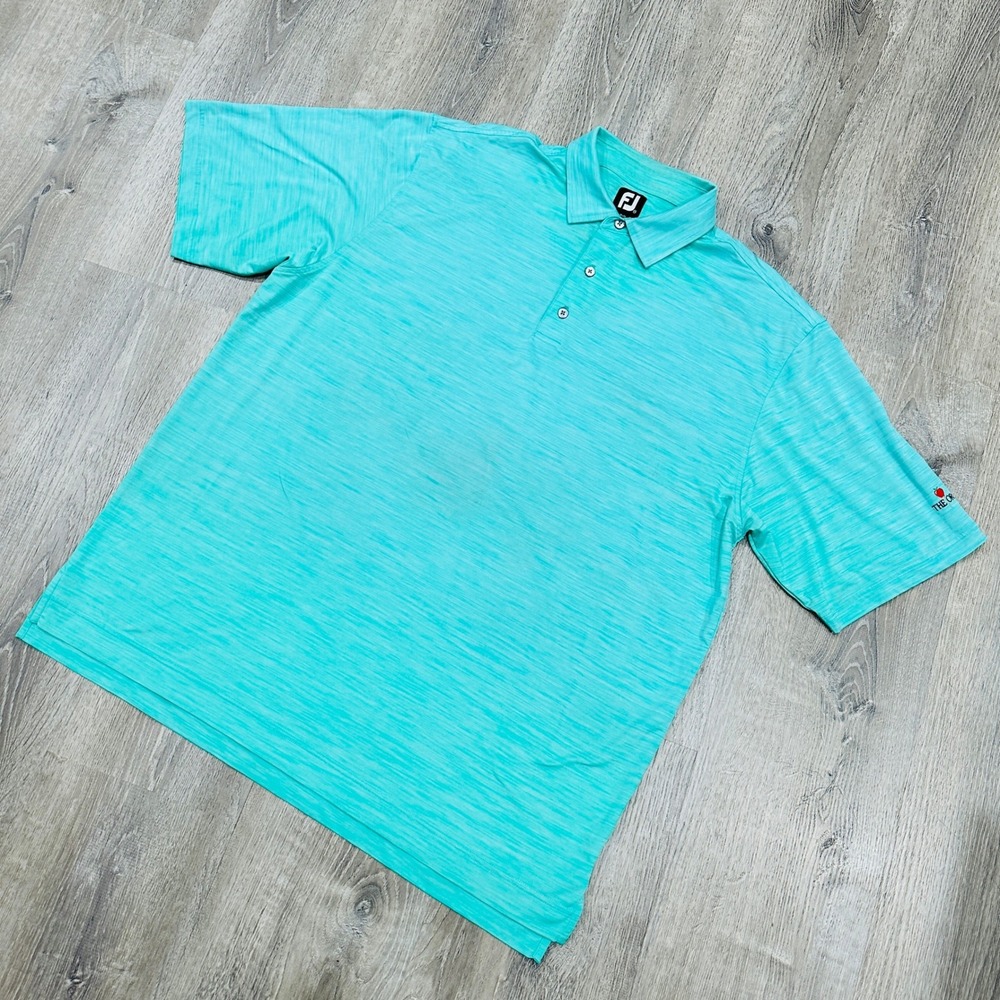 FootJoy Mens XXL ProDry Golf Polo Shirt Aqua Teal Space Dye The‎ Orchards Logo